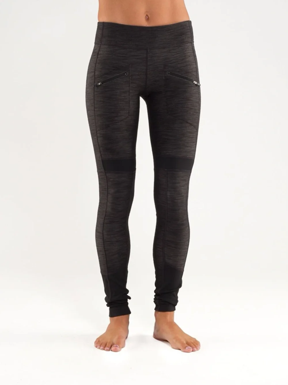 Lululemon Work It Out Moto Leggings 4 Pique Gray Black Zip Pocket Moto Panel